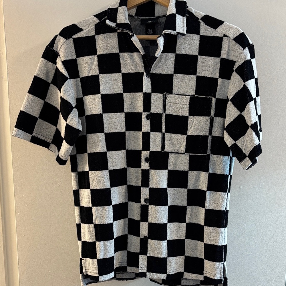H&M Black and White Checkered Casual Shirt